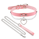 Tosmifairy Love Heart Pink Collar close-up highlights ultra-soft PU for comfortable everyday wear.