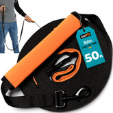 Total Pet 50ft long leash extended for distance training and recall practice.