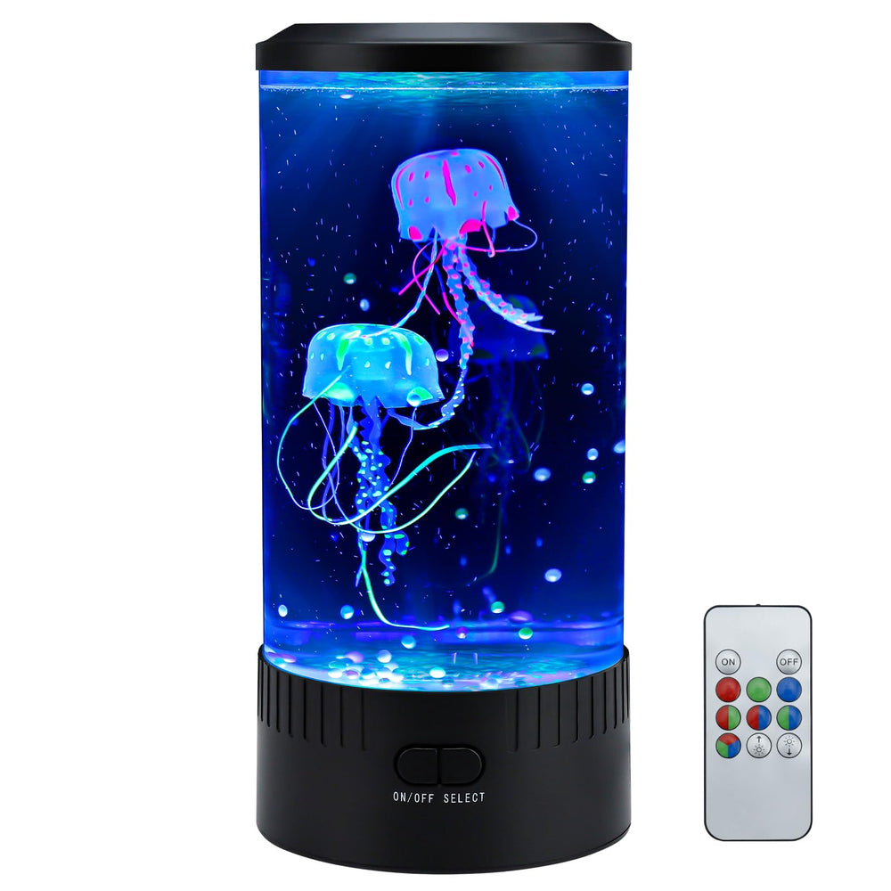 TOUBIK Jellyfish Lamp casts blue glow on a desk for focused work.