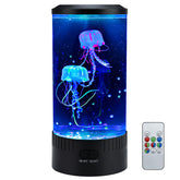 TOUBIK Jellyfish Lamp casts blue glow on a desk for focused work.