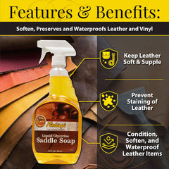 Tough 1 Fiebing's saddle soap satin finish delivers lustrous sheen on smooth leather.