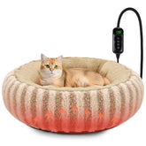 Tovve heated cat bed close-up shows plush donut for warm naps