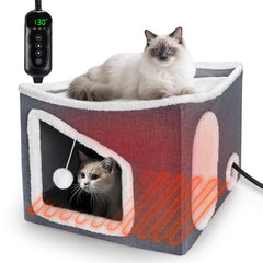 Tovve heated cat house front view shows a warm retreat for indoor cats.