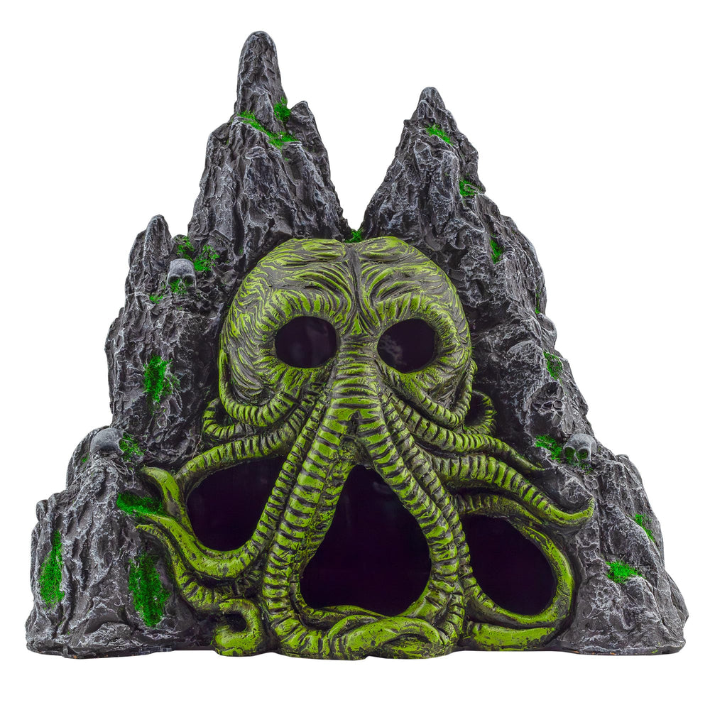 Toy Vault Cthulhu monster front-view aquarium cave hideaway makes a dramatic centerpiece