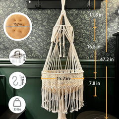 TOYAFUN Macrame Cat Hammock secure metal ring for stable mounting