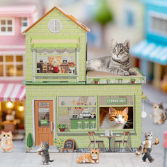 TOYSBOOM cat house scratch pads keep claws away from furniture and encourage play.