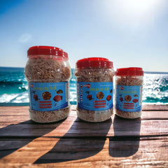 Toyuto premium freeze-dried krill shrimp mix floating pellets for quick feeding.