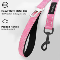 Tpotato pink leash features padded handle for comfortable everyday walking