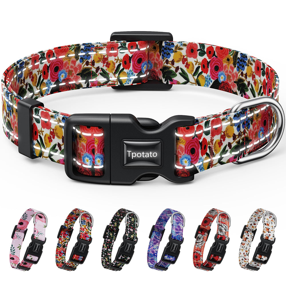 Tpotato reflective floral collar pattern for stylish evening walks.
