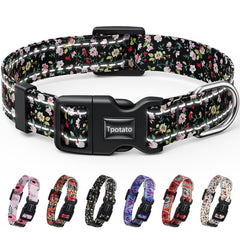 Tpotato reflective floral pattern collar for puppies with durable vibrant design