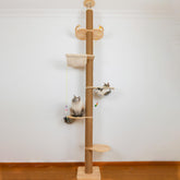 TQEW floor-to-ceiling cat tree assembly diagram for quick, wobble-free setup.