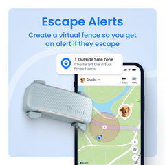 Tractive virtual fence setup visual demonstrates safe boundary alerts and history review.