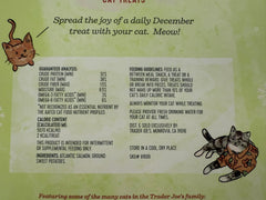 Trader Joe's Cat Advent Calendar no-color packaging highlights safe, color-free holiday snacks.