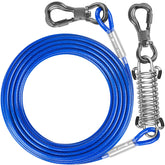 Tresbro 10 ft dog tie-out cable with spring provides durable outdoor safety and controlled play.