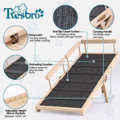Tresbro Dog Ramp anti-slip surface improves traction during climbs.