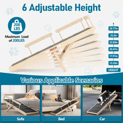 Tresbro Dog Ramp six height positions show versatile setup for beds and sofas.