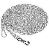 Tresbro heavy-duty dog chain 25ft outdoors in yard shows durable freedom for active dogs.