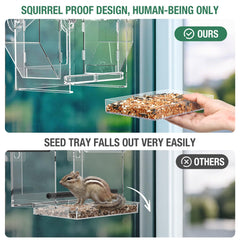 Trieez Window Bird Feeder clear-view area supports cardinals and other birds