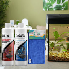 Trinity Treats STABlLlTY bottle pour illustrates tank stabilization in minutes