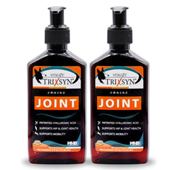 TRIXSYN Canine liquid bottle pour supports easy daily joint care for dogs.
