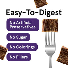 TRMC Lamb and liver jerky serving shot emphasizes high-protein snack.