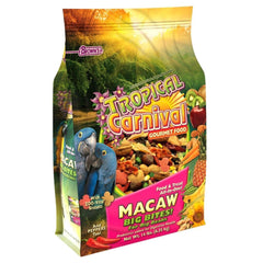 Tropical Carnival macaw-food-big-bites-bowl-setup offers engaging feeding experience for large-beaked birds