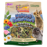 Tropical Carnival Natural Behaviors rabbit food bag showing grain-free formulation for digestive comfort.