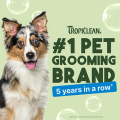 TropiClean conditioner spread through coat during brushing for quick detangling
