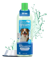 TropiClean Fresh Breath bottle closeup for improved dog breath and teeth care