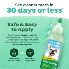 TropiClean Fresh Breath spearmint gel highlights natural flavor for fresher breath.
