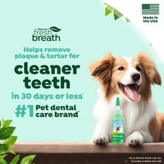 TropiClean brushing gel applied on dog's teeth during brushing for easier routine.