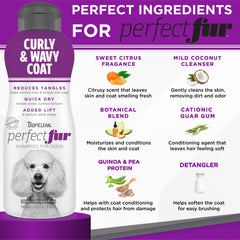 TropiClean Perfect Fur curly-coat doodles show easier detangling and styling.