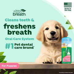 TropiClean puppy toothbrushing gel supports easy, thorough cleaning.