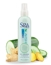 TropiClean SPA Fresh dog cologne spray bottle ready for refreshing grooming.