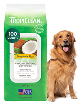 TropiClean toallitas hipoalergenicas para cara de mascotas, limpieza suave.