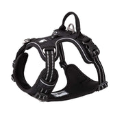 TRUE LOVE TLH56512 XL Black dog harness front view with reflective trim for visibility