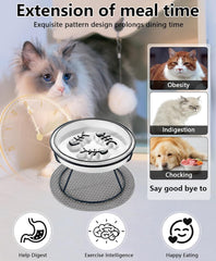 TRUNDISAN raised cat bowl puzzle center slows eating and encourages mindful meals.