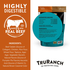 TRURANCH collagen sticks dog chew closeup demonstrates rawhide-free, digest-friendly texture