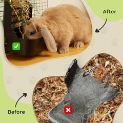 Trustic hay stays clean inside bin design with removable stagnated hay area.