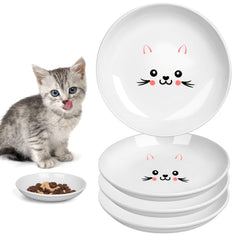 TRUVIC four-pack ceramic cat bowls with wide shallow design for easier feeding