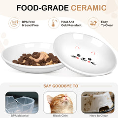 TRUVIC cat bowls with cute face design brighten mealtime and resist staining
