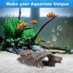 TRUVIC fish tank decor features realistic bark texture for authentic cave shelters.