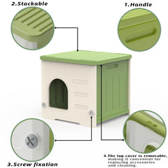 TSEHOOHOO Stackable Cat House elevated-base emphasizes a dry shelter with raised protection.
