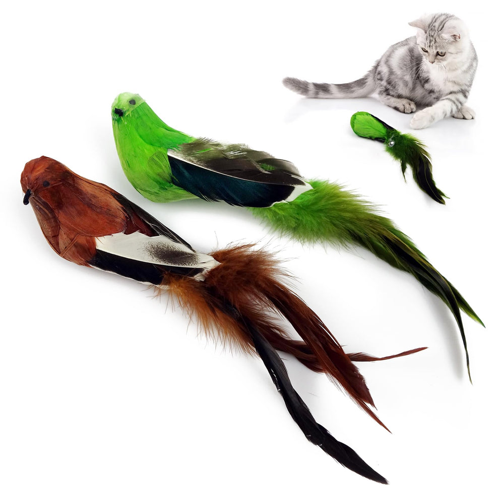 TTcat bird toy with natural feathers sparks indoor hunting play
