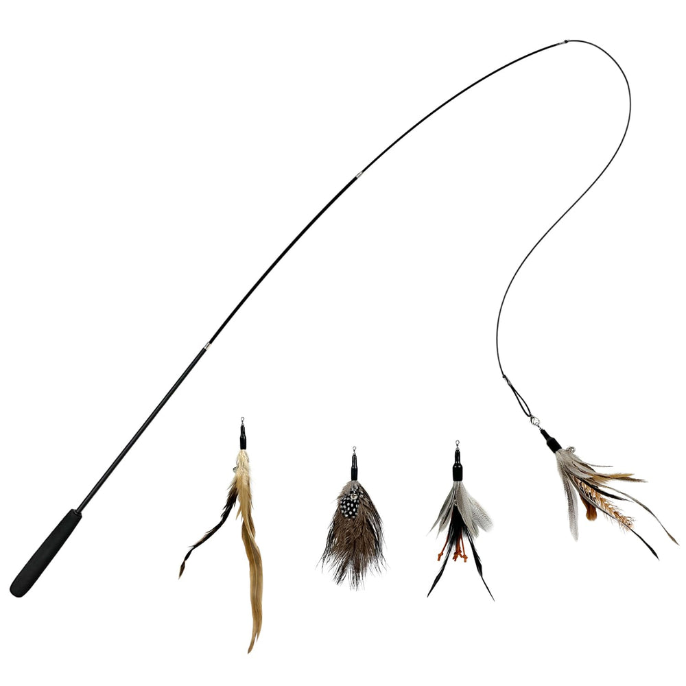 TTcat Cat Feather Wand Toy extended reach for indoor play and exercise.