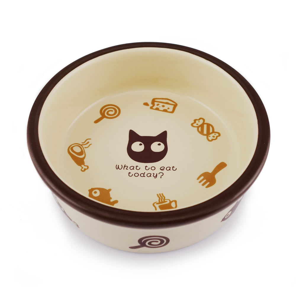 TTcat ceramic cat bowl front view with easy-clean glossy glaze.