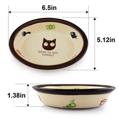 TTcat Oval Ceramic Cat Food Bowl clean-glaze interior enables quick cleanup after meals.