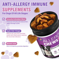TTLXRI Dog Allergy Chews ingredients feature salmon oil and probiotics for healthy skin.