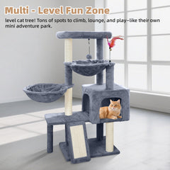 Tuaoeef cat tower's space-saving grey silhouette fits modern rooms.