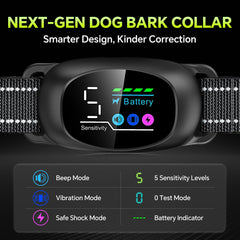 Tucnkac bark collar auto modes highlight gentle beep and vibration options for calmer training.